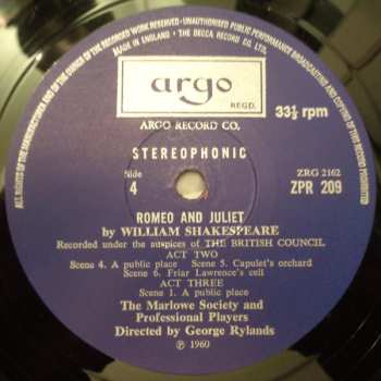 4LP/Coffret William Shakespeare: Romeo and Juliet