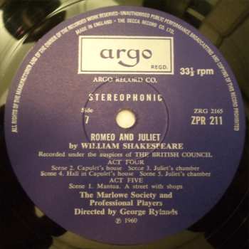4LP/Coffret William Shakespeare: Romeo and Juliet