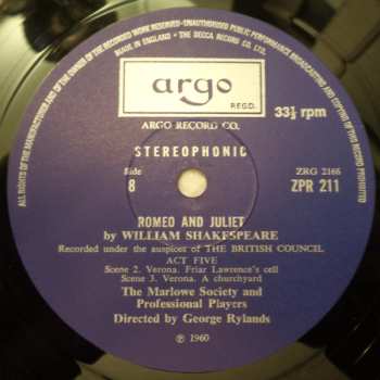 4LP/Coffret William Shakespeare: Romeo and Juliet