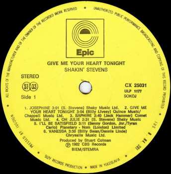 LP Shakin' Stevens: Give Me Your Heart Tonight