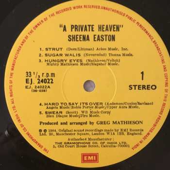 LP Sheena Easton: A Private Heaven