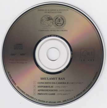 CD Shulamit Ran: Concerto Da Camera II • Hyperbolae • Apprehensions • Private Game