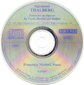CD Sigismond Thalberg: Fantasies On Operas By Verdi, Rossini And Bellini