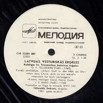LP Tālivaldis Deksnis: Valtaiķu Un Kuldīgas Baznīcu Ērģeles