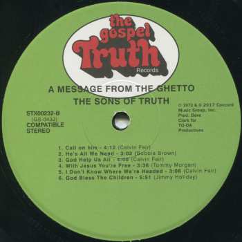 LP Sons Of Truth: A Message From The Ghetto