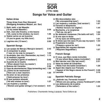CD Fernando Sor: Songs For Voice And Guitar