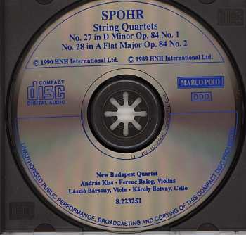 CD Louis Spohr: String Quartets (Complete) Vol. 1 No. 27, Op. 84, No. 1 • No. 28, Op. 84, No. 2