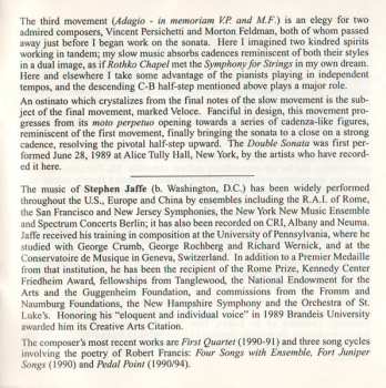 CD Stephen Jaffe: The Rhythm Of The Running Plough • Four Songs With Ensemble • Double Sonata