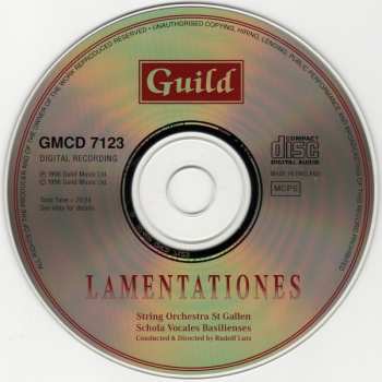 CD String Orchestra St. Gallen: Lamentationes