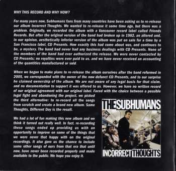 CD The Subhumans: Same Thoughts Different Day
