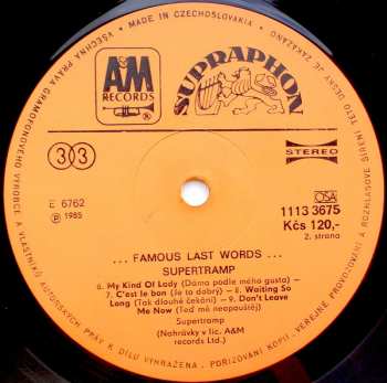 LP Supertramp: "...Famous Last Words..."