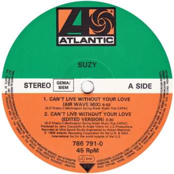 LP Suzy Q: Can't Live Without Your Love