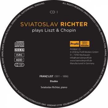 12CD/Coffret Frédéric Chopin: Sviatoslav Richter Plays Liszt & Chopin