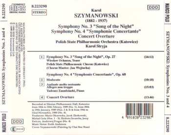 CD Karol Szymanowski: Symphony No. 3 "Song Of The Night" / Symphony No. 4 "Symphonie Concertante" / Concert Overture
