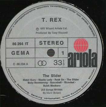 LP T. Rex: The Slider