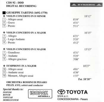 CD Félix Ayo: Violin Concerto In D Minor / Violin Concerto In A Major / Violin Concerto In E Major / Sinfonia In A Major 