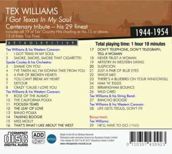CD Tex Williams: I Got Texas In My Soul - A Centenary Tribute, His 29 Finest 1944 -1954