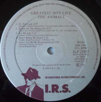 LP The Animals: Greatest Hits Live!