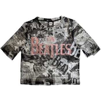 Merch The Beatles: Femmes Crop Top All Over Print & Drop T Logo The Beatles
