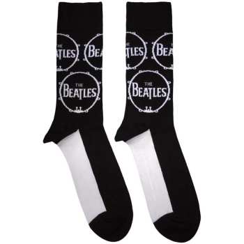 Marchandises The Beatles: The Beatles Unisex Ankle Socks: Drum Logo Repeat (black) (uk Size 4 - 7) 36 - 42