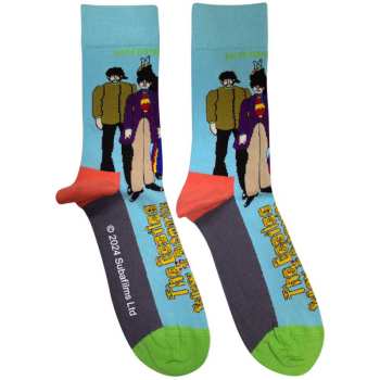 Marchandises The Beatles: The Beatles Unisex Ankle Socks: Sub & Band (light Blue) (uk Size 4 - 7) 36 - 42