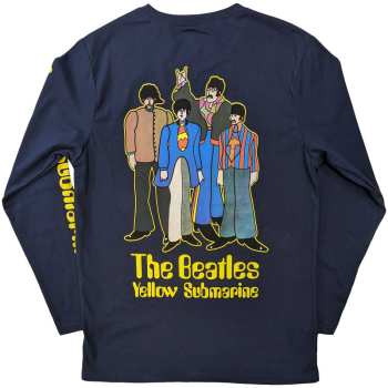 Marchandises The Beatles: The Beatles Unisex Long Sleeve T-shirt: Yellow Submarine Band (back & Sleeve Print) (small) S