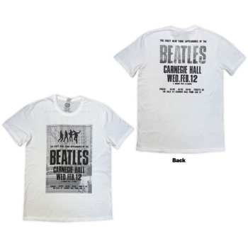 Marchandises The Beatles: The Beatles Unisex T-shirt: Tour '64 Carnegie Hall (white) (back Print) (small) S