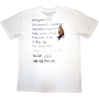 Marchandises The Beatles: The Beatles Unisex T-shirt: Yellow Submarine Heads Collage / Atn (white) (back Print) (small) S