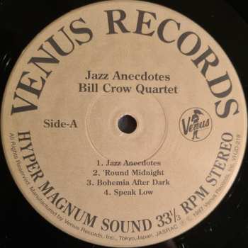 LP Bill Crow Quartet: Jazz Anecdotes LTD