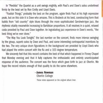 CD The Dave Brubeck Quartet: Jazz At Oberlin