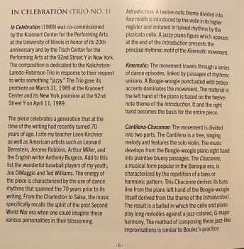 CD Kalichstein-Laredo-Robinson Trio: In Celebration - The Piano Trios Of Stanley Silverman