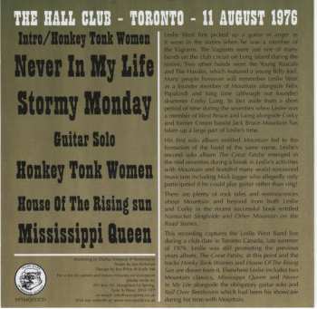 CD The Leslie West Band: The Hall Club Toronto 1976