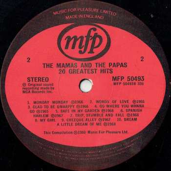 LP The Mamas & The Papas: 20 Greatest Hits