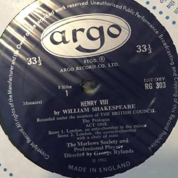 4LP/Coffret The Marlowe Dramatic Society And Professional Players: Henry VIII