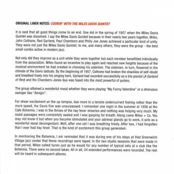 CD The Miles Davis Quintet: Cookin' With The Miles Davis Quintet