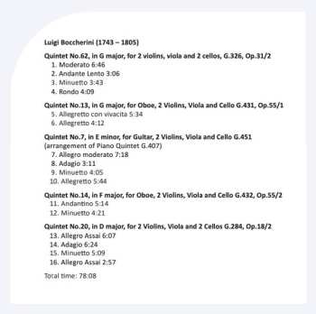 CD Luigi Boccherini: Fiesta Boccherini 5 Quinteetti