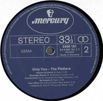 2LP The Platters: Only You