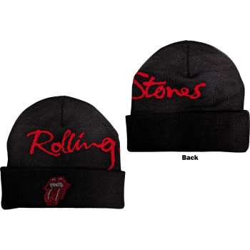 Marchandises The Rolling Stones: The Rolling Stones Unisex Beanie Hat: Embellished Classic Tongue (back Print)