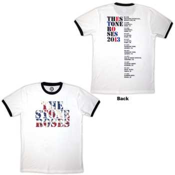 Marchandises The Stone Roses: The Stone Roses Unisex Ringer T-shirt: 2013 Tour Ringer (white) (back Print) (small) S