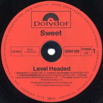 LP The Sweet: Level Headed