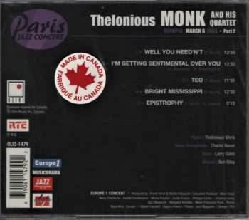 CD The Thelonious Monk Quartet: Paris Jazz Concert (Olympia March 6 1965) Part 2