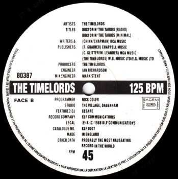 LP The Timelords: Doctorin' The Tardis