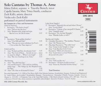 CD Mária Zádori: Solo Cantatas By Thomas A. Arne: Six Cantatas For A Voice And Instruments / Advice To Cloe