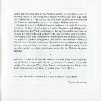 CD Tigran Mansurian: Ars Poetica
