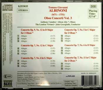 CD Tomaso Albinoni: Oboe Concerti Vol. 3