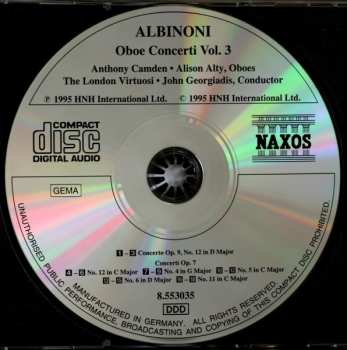 CD Tomaso Albinoni: Oboe Concerti Vol. 3