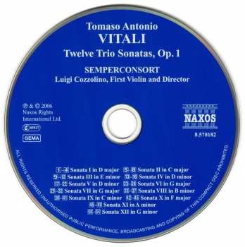 CD Tomaso Antonio Vitali: Twelve Trio Sonatas, Op. 1