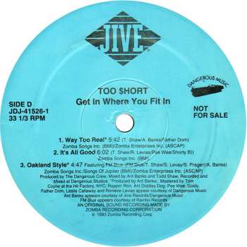 2LP Too Short: Get In Where You Fit In