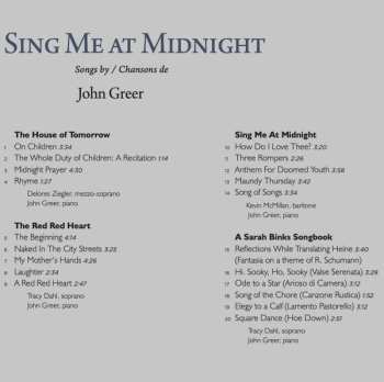 CD Delores Ziegler: Sing Me At Midnight: Songs By/Chansons de John Greer