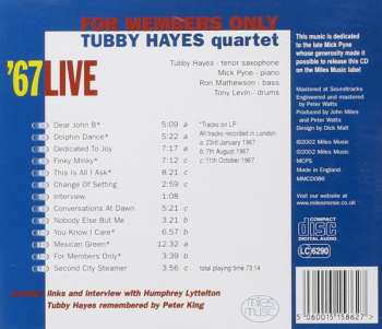 CD Tubby Hayes Quartet: For Members Only - '67 Live
